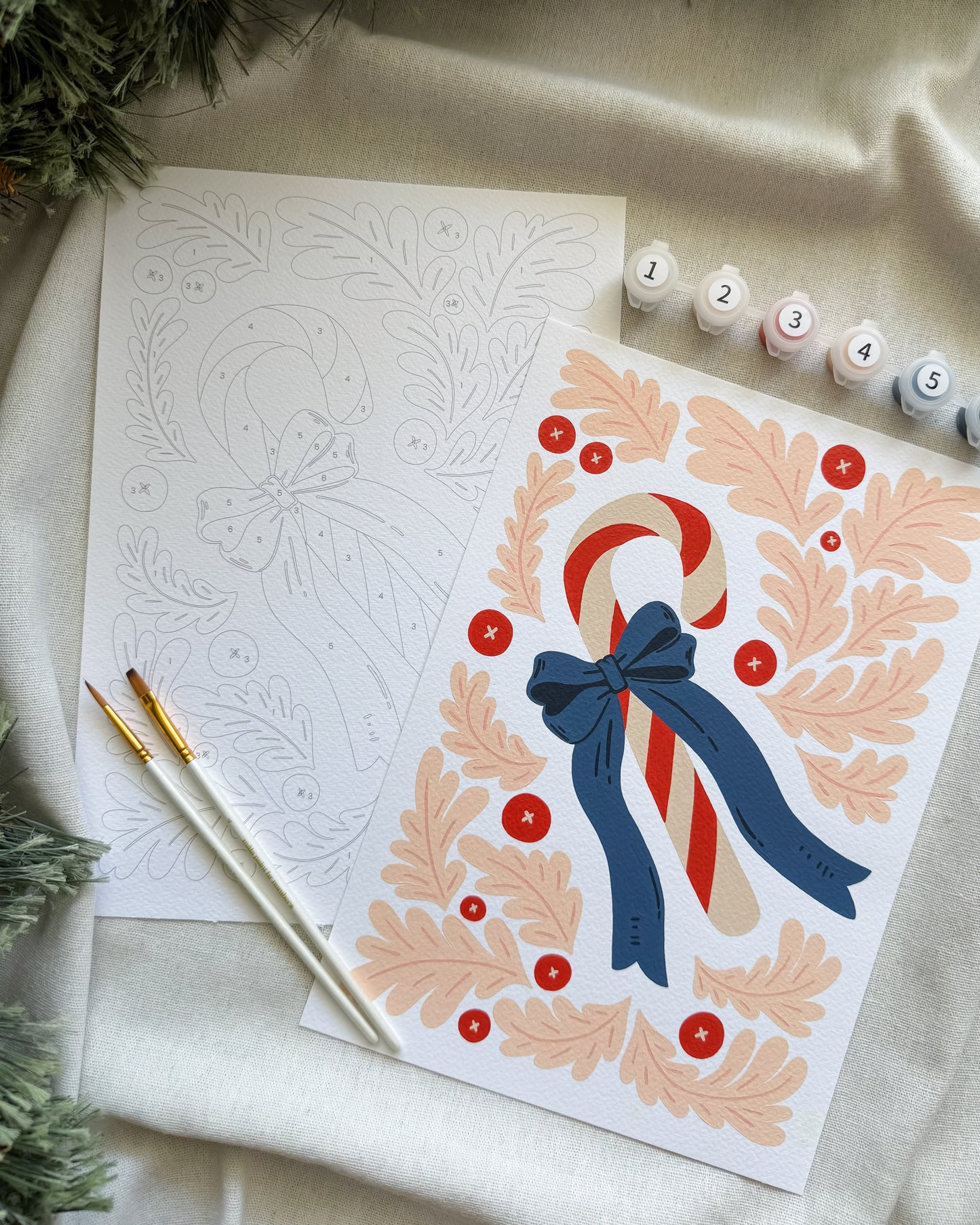 "Candy Cane Kisses" 8x10 Paint by Number Kit